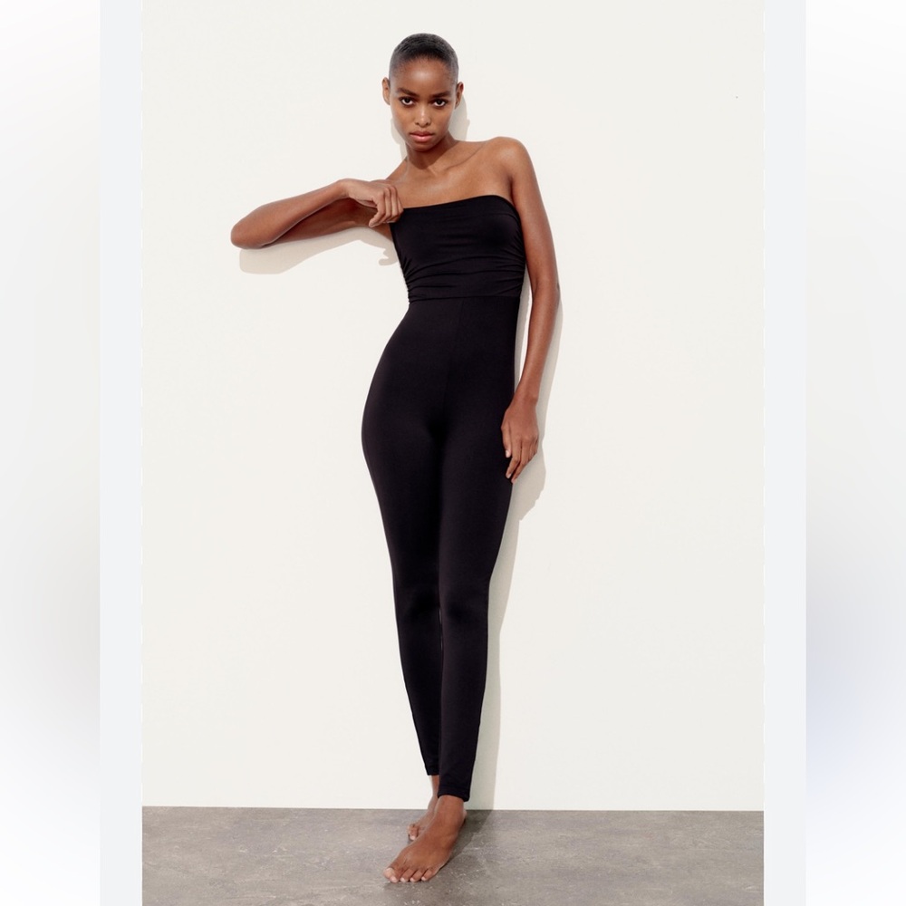 Zara Elegant Black Strapless Jumpsuit
